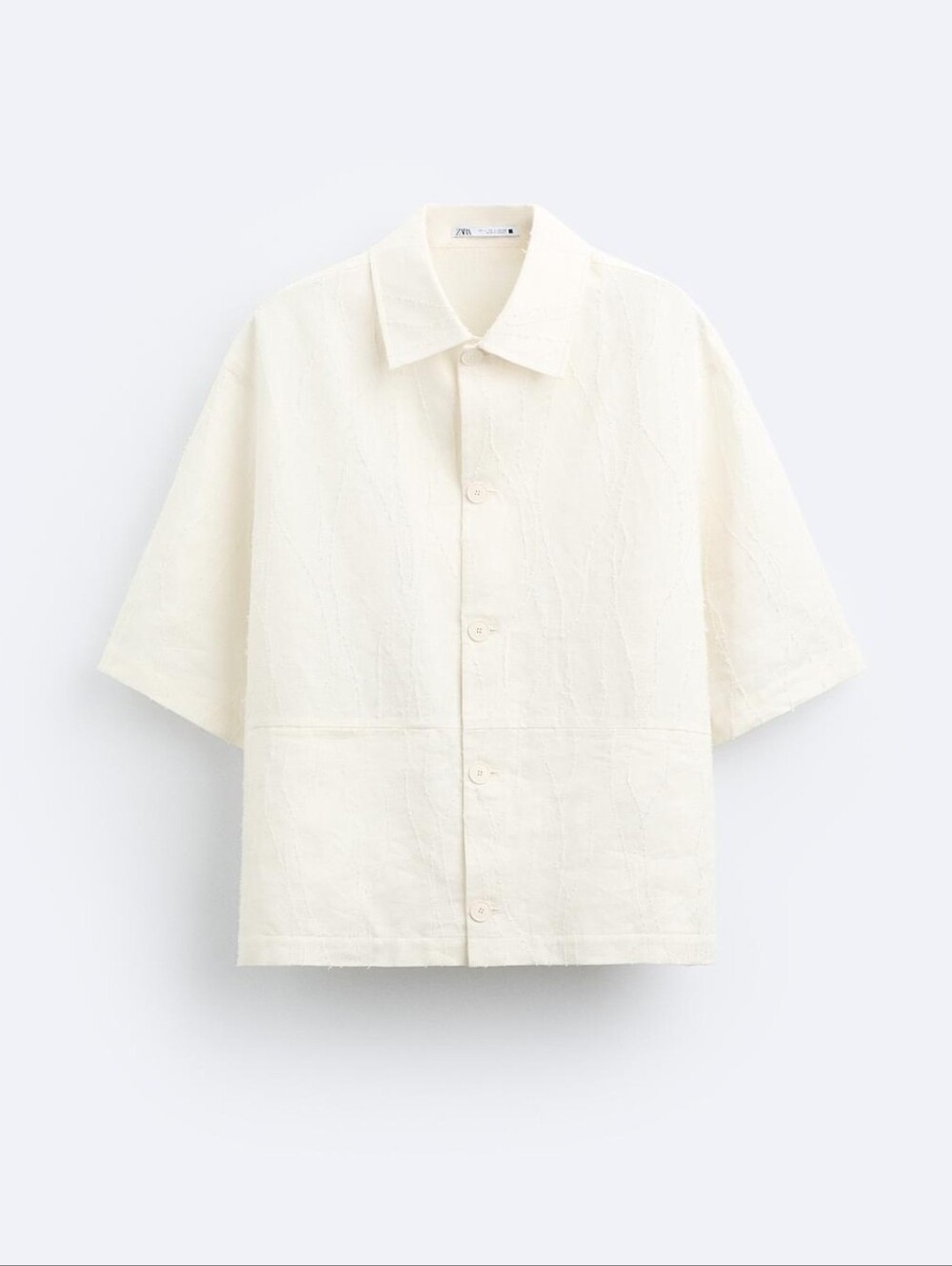 Sz L Zara Short Sleeve IRREGULAR STRUCTURE OVERSHIRT 100% LINEN Men's